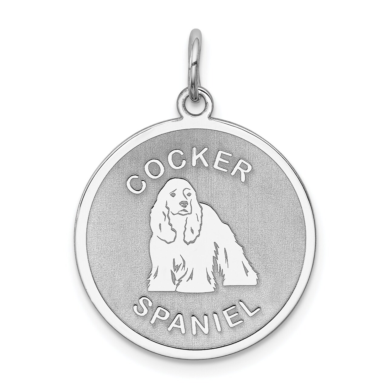Sterling Silver Cocker Spaniel Disc Charm Pendant Jewerly 26mm x 19mm